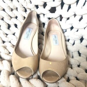 Jimmy Choo patent leather tan peep toe kit…